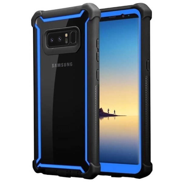 Cadorabo-fodral till Samsung Galaxy NOTE 8 i BLÅSVART - 2-i-1 skyddsfodral med silikonkanter och baksida av akrylglas -