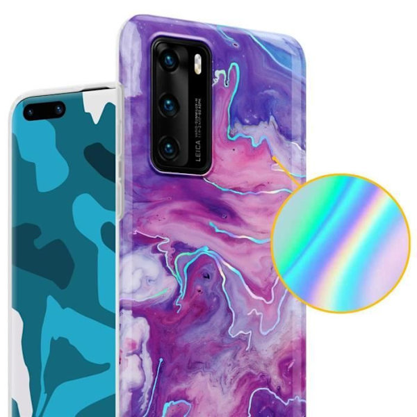 Coque för Huawei P40 - CADORABO - Marmor Lila Rosa - Skydd i Silikon TPU - Trendig Design - Mjuk Lila, Rosa
