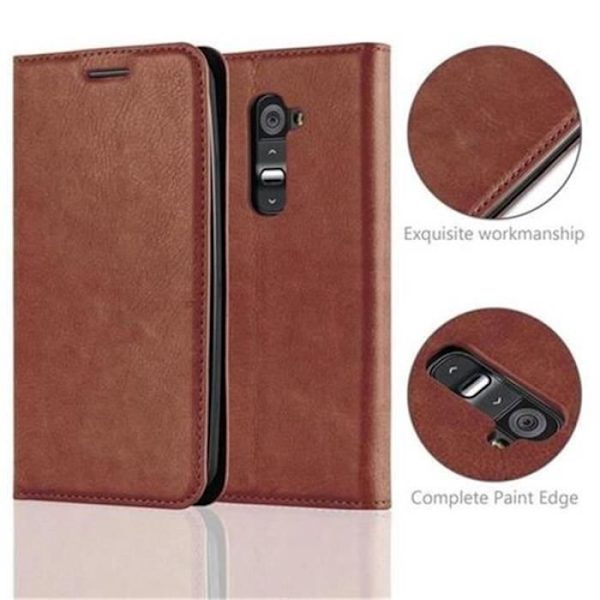 LG G2 Fodral i MEDIUM BRUN från Cadorabo (INVISIBLE MAGNETIC CLOSURE Design) Helt skyddsfodral med Flip Flip och