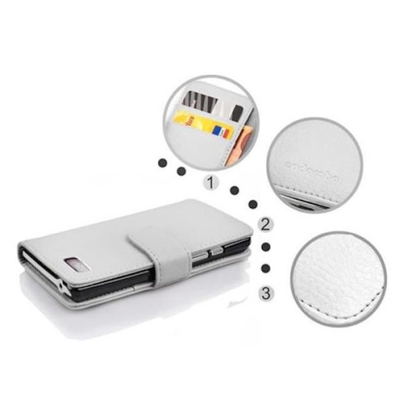 Cadorabo - Fodral Fodral för > HTC DESIRE 600 < – Fodral Fodral Bumper Wallet (med kortplatser) i VIT ALABASTER