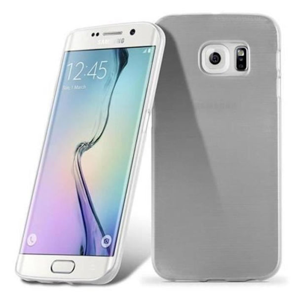 Samsung Galaxy S6 EDGE Fodral i SILVER från Cadorabo (BORSTAD METAL Design) Ultratunt mjukt silikongel TPU-fodral med