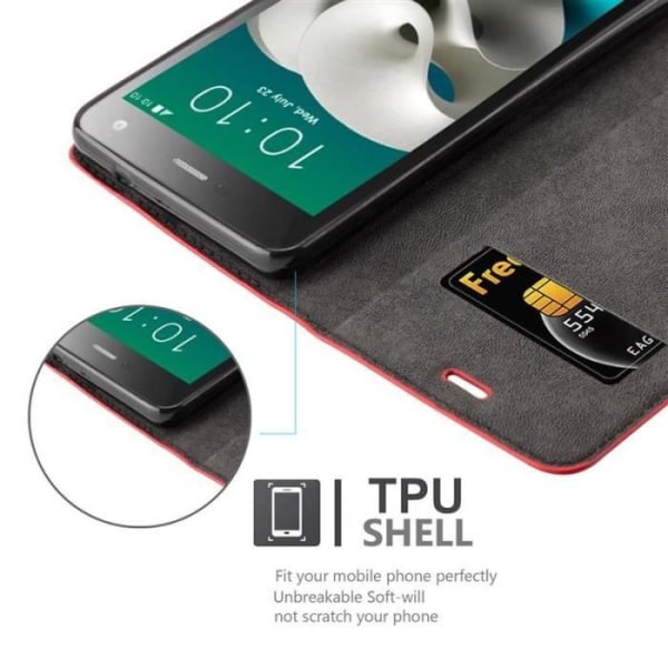 ZTE BLADE L3 Fodral i APPLE RED från Cadorabo (INVISIBLE MAGNETIC CLOSURE Design) Helt skyddsfodral med flip flik