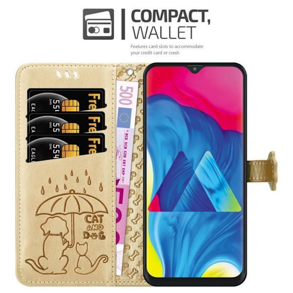 Fodral till Samsung Galaxy A10 / M10 Fodral i SHINY GOLD Fodral Skydd Skydd Hund Katter Mönsterplånbok Guld
