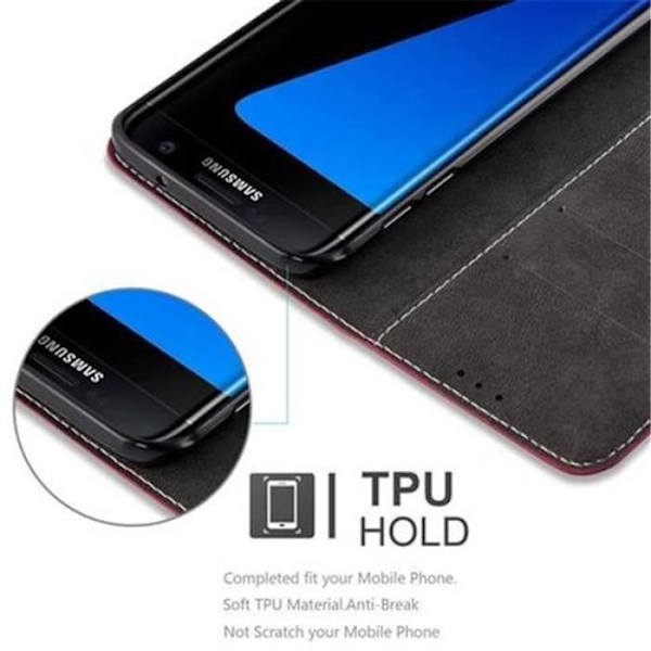 Coque - Cadorabo - Samsung Galaxy S7 EDGE - RÖD SVART - Similläder - Magnetiskt stängning RÖD SVART