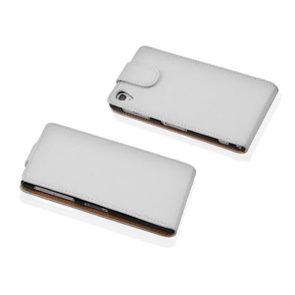 Cadorabo Sony Xperia Z2 DESIGN FLIP-stil Fodral Skal i konstläder Struktur VIT ALABASTER