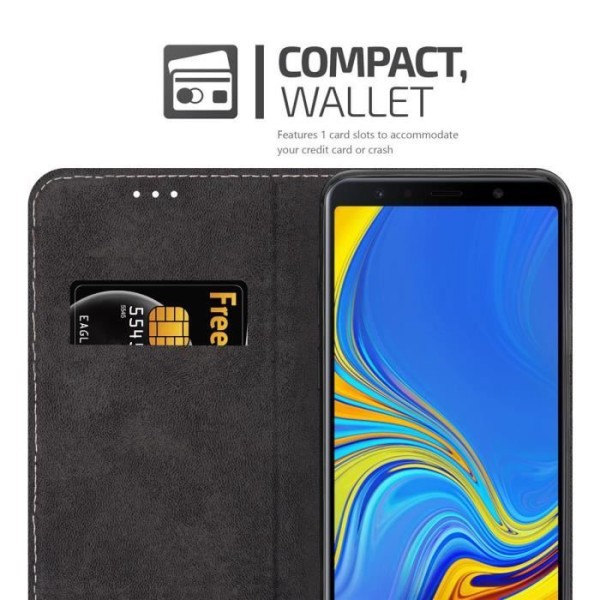 Coque - CADORABO - Samsung Galaxy A7 2018 - Bicolor konstläder - Magnetisk stängning - Ställfunktion Svart ros