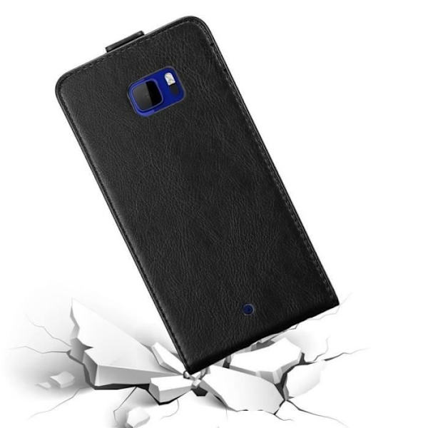 Flip-fodral - CADORABO - HTC U ULTRA - Svart konstläder - Magnetisk stängning - Komplett skydd Svart