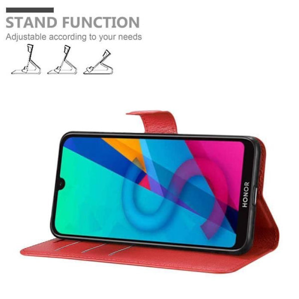 Coque för Huawei Y5 2019 - CADORABO - Körsbärsröd - Syntetiskt läder - Magnetisk stängning - Ställfunktion RÖDA KÖRSBÄR