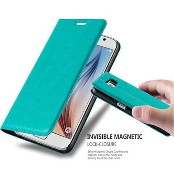 Cadorabo Fodral Samsung Galaxy S6 PETROL TURKOS Osynlig MAGNETISK STÄNGNING Fodral Fodral Stöder Stand Card Slot