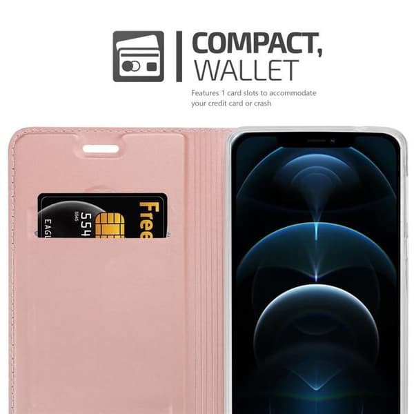 Flip-fodral för iPhone 12 / 12 PRO Etui i CLASSY GULD ROSÉ Plånbok Stötsäker Ros