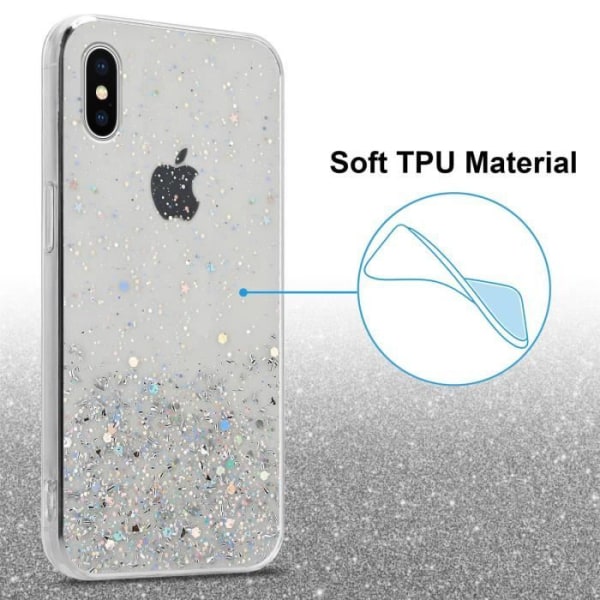 Fodral för Apple iPhone XS MAX i Transparent med glitter Cadorabo-skal Flexibelt TPU-silikonskydd
