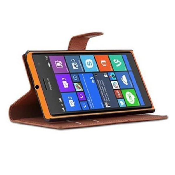Nokia Lumia 730 Fodral i HAZEL BROWN från Cadorabo Full Skyddsfodral med Flip Flip och praktiskt horisontellt stativ