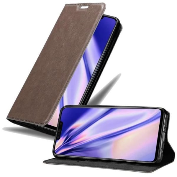 Coque - CADORABO - Huawei P SMART PLUS - Syntetiskt läder - Magnetisk stängning - Ställfunktion kastanj