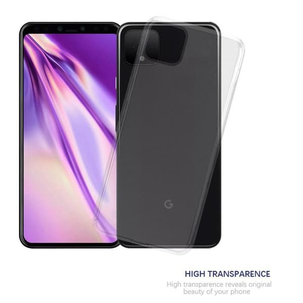 Transparent stötsäker silikonfodral för Google PIXEL 4 XL Vit