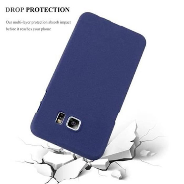 Samsung Galaxy S6 EDGE PLUS-fodral i DARK BLUE FROST från Cadorabo (FROST Design) Ultratunt mjukt silikon TPU-gelöverdrag med