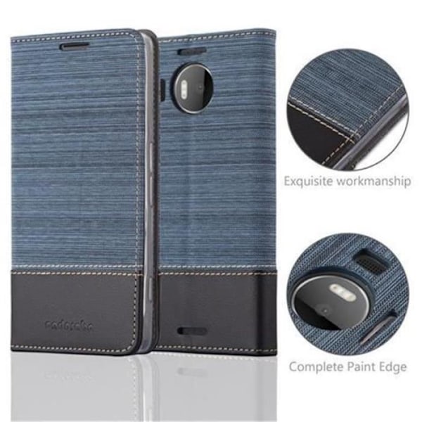 Nokia Lumia 950 XL Fodral i MÖRKBLÅ SVART från Cadorabo (TYG-LÄDERDESIGN) Helt skyddsfodral med flipskydd mörkblå svart
