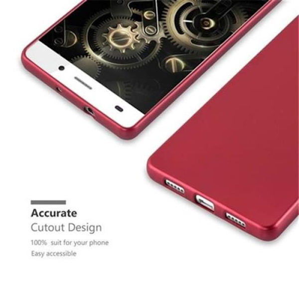 Huawei P8 LITE METALLIC RÖD Fodral Cadorabo METALLIC MATT DESIGN Fodral TPU Silikonskydd Fodral Fodral Ultra Slim Bumper