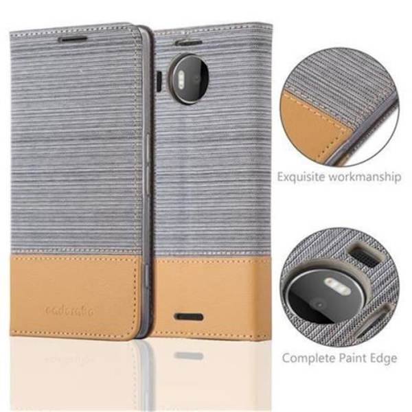 NOKIA LUMIA 950 XL FODRAL I LJUSGRÅ BRUN BY CADORABO (TYG-PU DESIGN) FULLSTÄNDIG SKYDDSFODRAL MED LOCK
