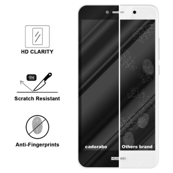 Cadorabo härdat glas Huawei ENJOY 7 PLUS Full Film Screen Protection Glas Display Protectors CLEAR med SVART