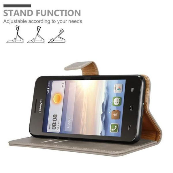 Fodral - CADORABO - Huawei Y330 - Läderimitation - Brun - Horisontell stativfunktion kastanj