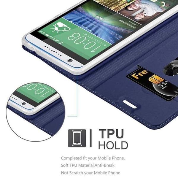 Flipfodral för HTC Desire 820 i MÖRKBLAU CLASSY Plånbok Stötsäker Blå