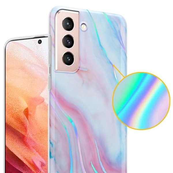 Skyddsfodral för Samsung Galaxy S21 5G i Rosa Vit Marmor Nr. 15 Vit