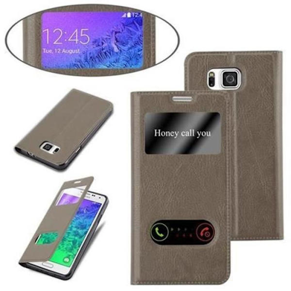 Samsung Galaxy ALPHA-fodral i STONE BROWN av Cadorabo (Design VIEW) Helt skyddsfodral med flipskydd, stativ