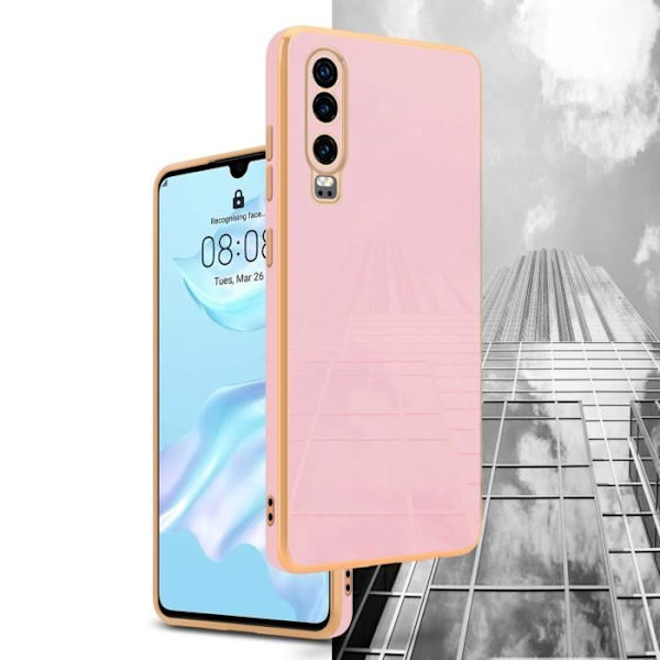 Fodral för Huawei P30 Fodral i glänsande rosé - guld Fodral Silikon TPU och kameraskydd