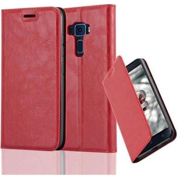 ASUS ZenFone 3 Fodral i APPLE RED från Cadorabo (INVISIBLE MAGNETIC CLOSURE Design) Fullt skyddsskydd med flipskydd