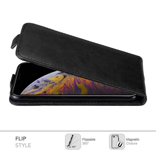 Skyddshölje - CADORABO - Apple iPhone XS MAX - Syntetiskt läder svart - Magnetisk stängning - Flip-stil Svart