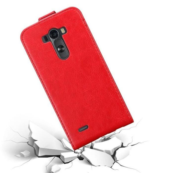 Coque - CADORABO - LG G3 - Syntetiskt läder Röd - Magnetisk Stängning - Komplett Skydd Röd