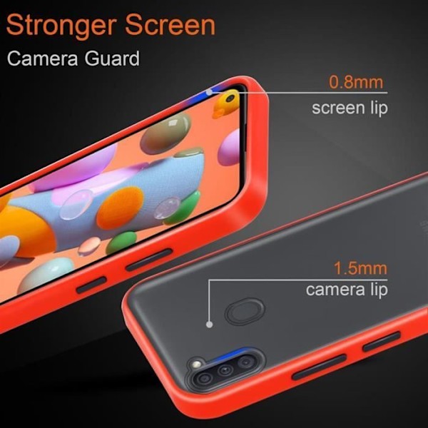 Cadorabo fodral för Samsung Galaxy A11 / M11 i frostat rött - svarta knappar Silikon TPU Hybrid skyddsöverdrag Frostad Röd