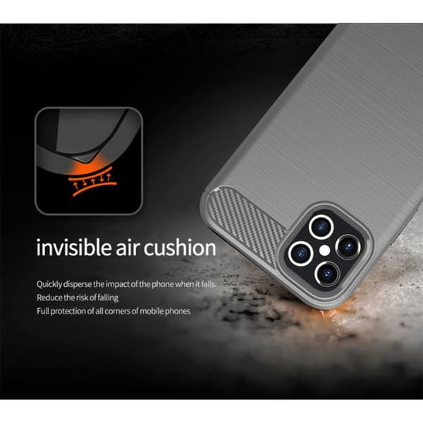 iPhone 12 PRO MAX Fodral BORSTAD GRÅ Kolfiber Design Grå