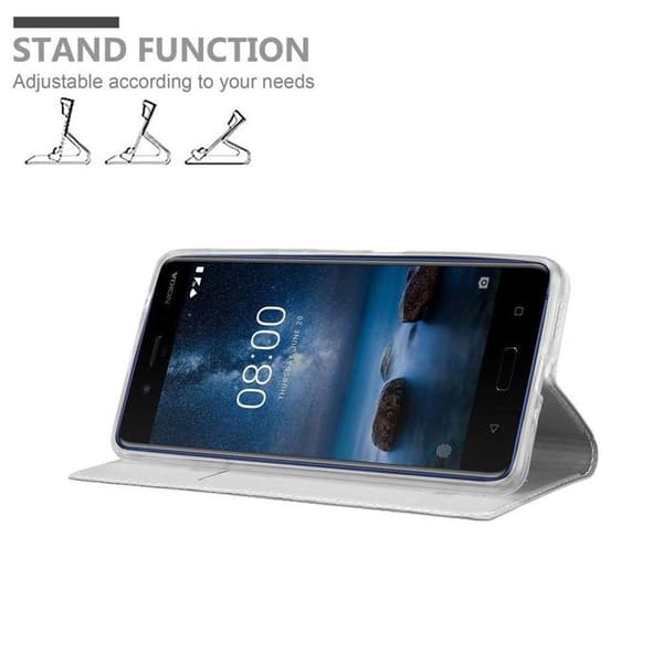 Flip-fodral för Nokia 8 2017 Klassisk Silver Plånbok Stötsäker Grå