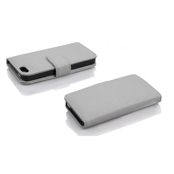 Cadorabo Fodral Fodral för > Apple iPhone 5C < Skalfodral Fodral Bumper Wallet (med kortplatser) i VIT ALBASTER