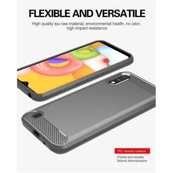 Skyddsfodral för Samsung Galaxy A01 BORSTAD GRÅ Kolfiberdesign Grå