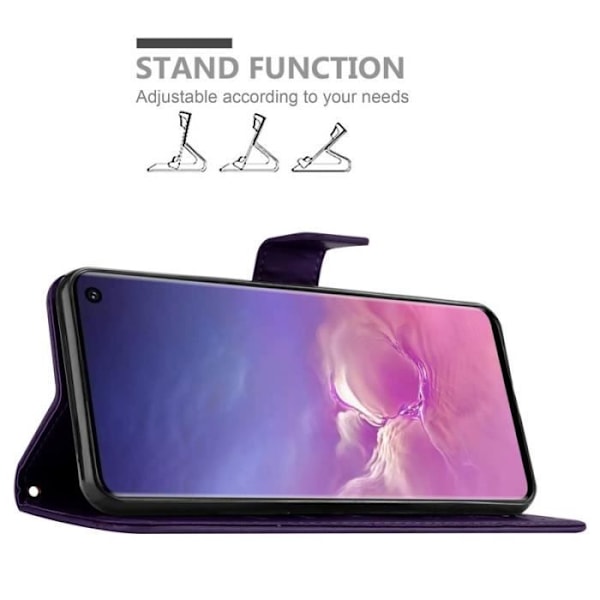 Fodral till Samsung Galaxy S10 5G - CADORABO - Lila - Imiterat läder - Blommönster - Stativfunktion Lila