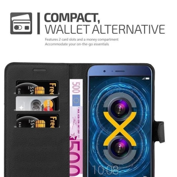 Honor V9 Fodral - CADORABO - Konstläder - Stativfunktion - 3 kortfack - Svart Svart