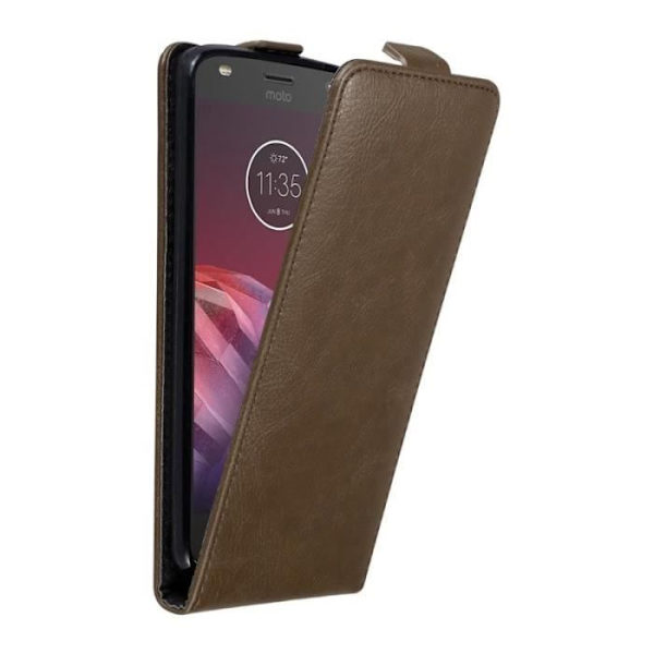 Flip-fodral - CADORABO - Motorola MOTO Z2 - Brunt konstläder - Magnetisk stängning - Fullständigt skydd kastanj