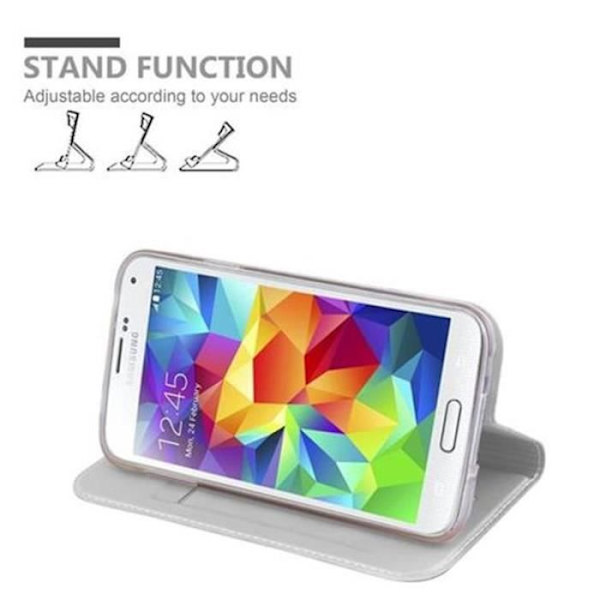 Samsung Galaxy S5 - S5 NEO Fodral i KLASSIGT SILVER från Cadorabo (METALLIC MATT Design) Helt skyddsfodral med flipflik
