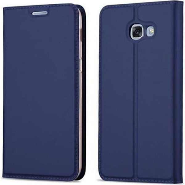 Samsung Galaxy A5 2017 (7) Fodral i KLASSIG MÖRKBLÅT från Cadorabo (METALLIC MATT Design) Fullt skyddsfodral med Flip Flip Mörkblå