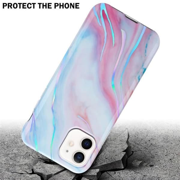Skal för iPhone 12 / 12 PRO i Marmor Rosa Vit Nr. 15 Skyddsetui Vit