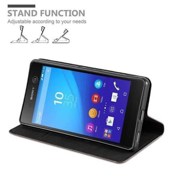 Sony Xperia M5-fodral i KAFFEBRUNT från Cadorabo (INVISIBLE MAGNETIC CLOSURE Design) Helt skyddsfodral med flipflik
