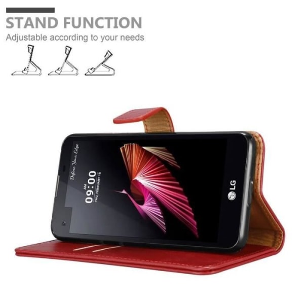 Coque - Cadorabo - LG X SCREEN - Similläder Röd - Ställfunktion - Fack för Kort Röd