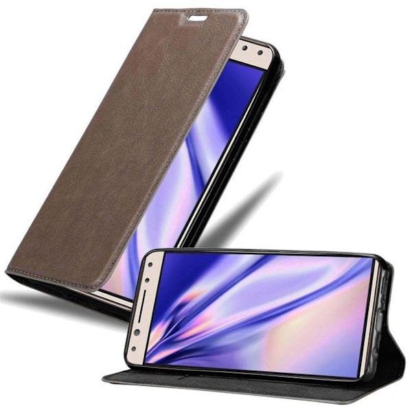 Coque för Alcatel 5 Fodral i MÖRKBROWN Etui Case Cover Skydd Plånbok Wallet kastanj