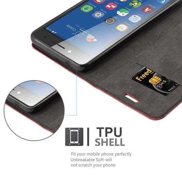 ZTE BLADE L7 Fodral i APPLE RÖD från Cadorabo (INVISIBLE MAGNETIC CLOSURE Design) Helt skyddsfodral med Flip Flip