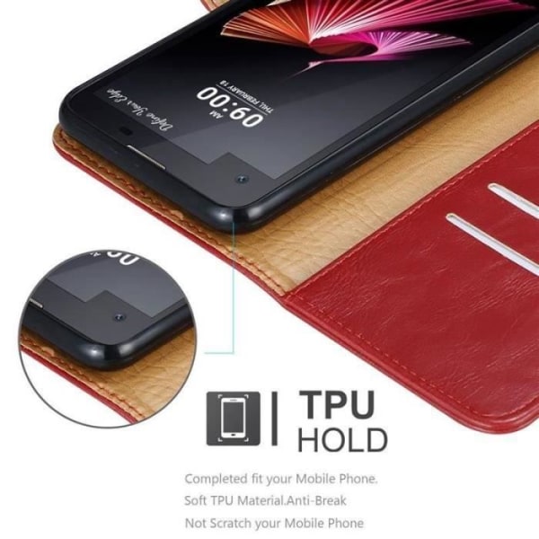 Coque - Cadorabo - LG X SCREEN - Similläder Röd - Ställfunktion - Fack för Kort Röd