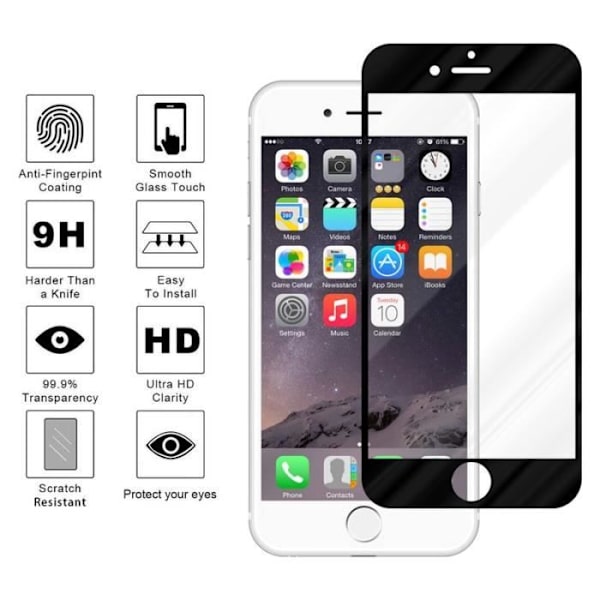 Cadorabo härdat glas Apple iPhone 6 PLUS - 6S PLUS Helfilm Skärmskydd Glas Display Protectors TRANSPARANT med SVART Transparent, svart