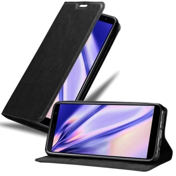 Coque portefeuille - CADORABO - Samsung Galaxy J6 PLUS - Syntetiskt läder - Magnetstängning - 360° flip Svart