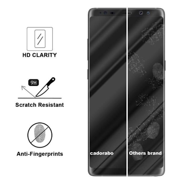 Härdat glas för Samsung Galaxy NOTE 8 TRANSP, SVART skyddsfilm Samsung Galaxy NOTE 8 komplett limmad skärm Samsung Galaxy NOTE Transparent, svart